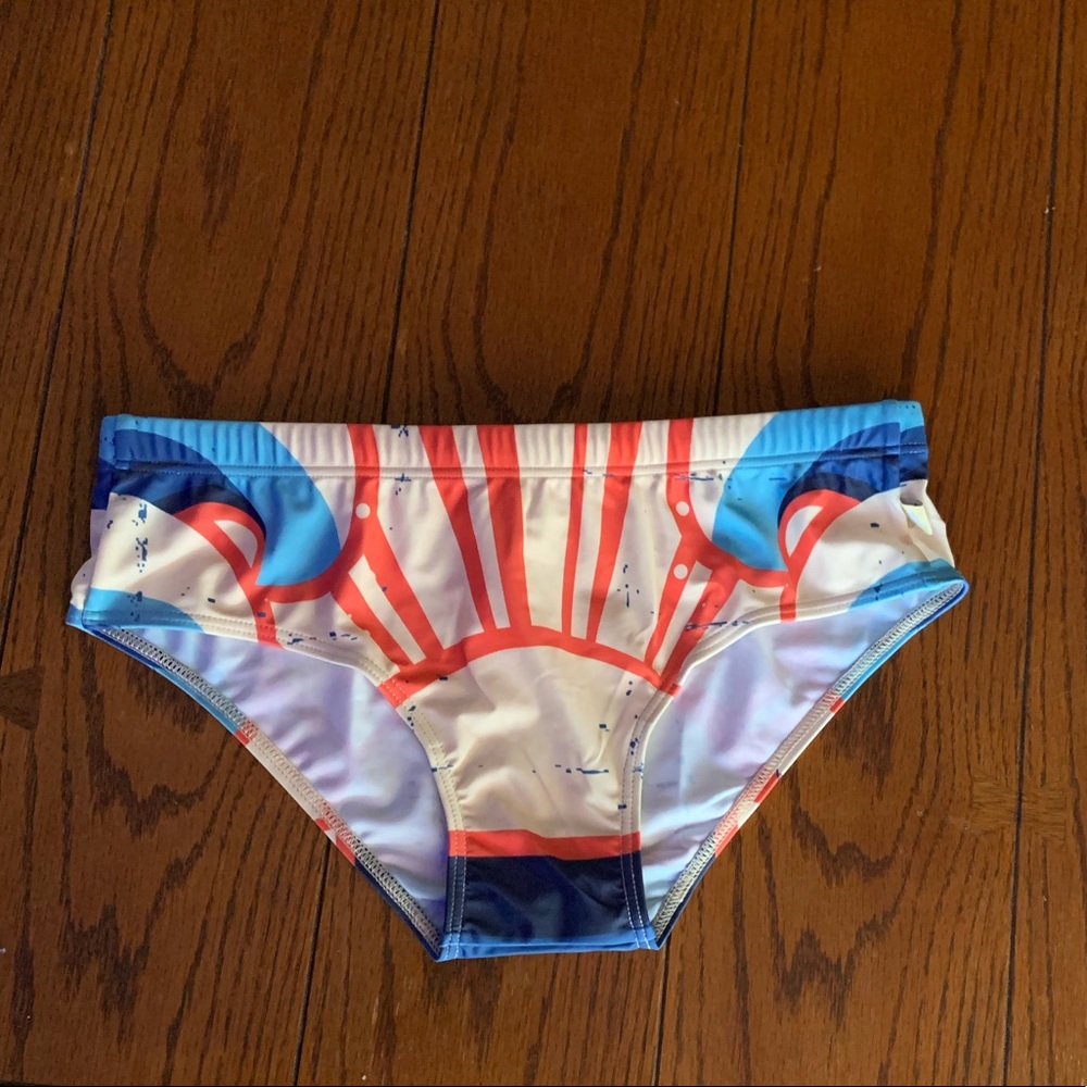 Marcuse Men's Blue and Red Graphic Swim Briefs